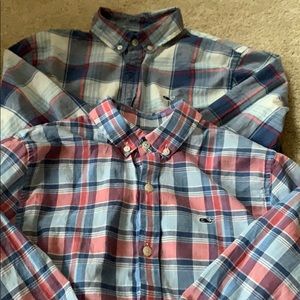 TWO Vineyard Vines Long Sleeve Plaid Shirts!